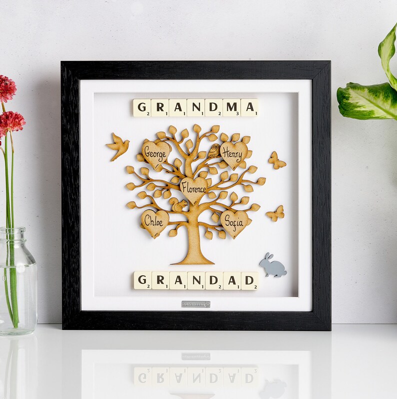 Our Family tree Framed family tree Personalised Family Tree Gift Frame Wooden Family Tree Picture Frame Present Family Christmas image 6