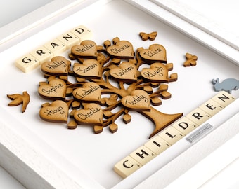 GIFT FOR GRANDPARENTS. Grandchildren Family Tree. The perfect personalised gift for Grandparents. Handmade by A Gift Of Happiness.