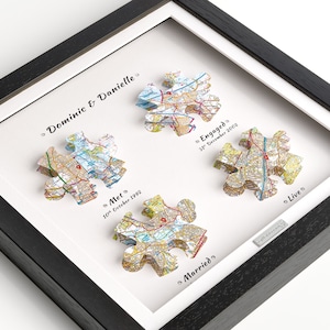 Besondere Anlässe. Met, verlobt, verheiratet, leben, Hochzeitstag Frau Geschenk Geschenk - Personalisierte Karten Rahmen - OS Maps Jigsaw Maps