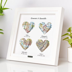 Nous nous sommes rencontrés, nous nous sommes mariés, nous vivons. Impression de carte cardiaque. Cadeau de mariage. Cadeau d'anniversaire. Cadeau de fiançailles. Cadeau d'anniversaire en papier. Cadeau de Noël