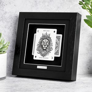Meilleur cadeau personnalisé pour papa - Cadre cadeau carte à jouer, cadeau papa fait main, cadeau roi lion, cadeau papa unique, cadeau pour papa, fête des pères