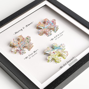 Nous nous sommes rencontrés pour la première fois, nous sommes tombés amoureux, nous nous sommes fiancés, cadeau pour la Saint-Valentin pour un fiancé - cadre de carte personnalisé - OS Heart Maps