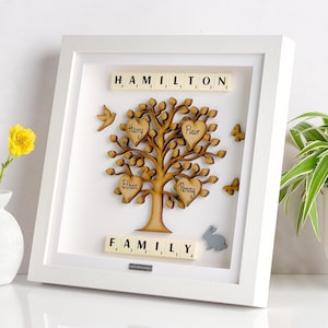 Our family tree | Framed family tree | Personalised Family Tree Gift Frame | Wooden Family Tree Picture Frame Present Family Gift Christmas