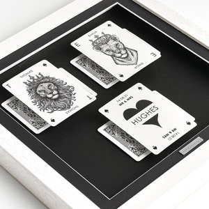 Gepersonaliseerde valentijnsdagcadeau man vrouw, speelkaarten foto cadeaulijst - tarotkaarten - 3D zwevende kaarten, koning en koningin Mr & Mrs