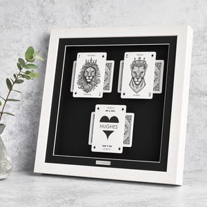 Gepersonaliseerde cadeau koning en koningin - Koninklijk themacadeaus - Huwelijks-/jubileumcadeau - Aangepaste cadeaulijst speelkaarten
