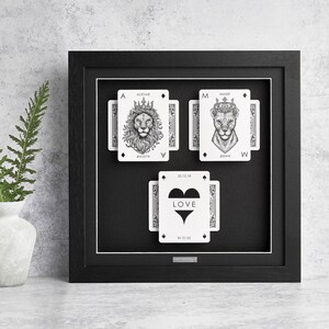 Rei e Rainha impressão 3D personalizada - presentes com tema real - presente de namoro/noivado - moldura de presente de cartas de baralho personalizada