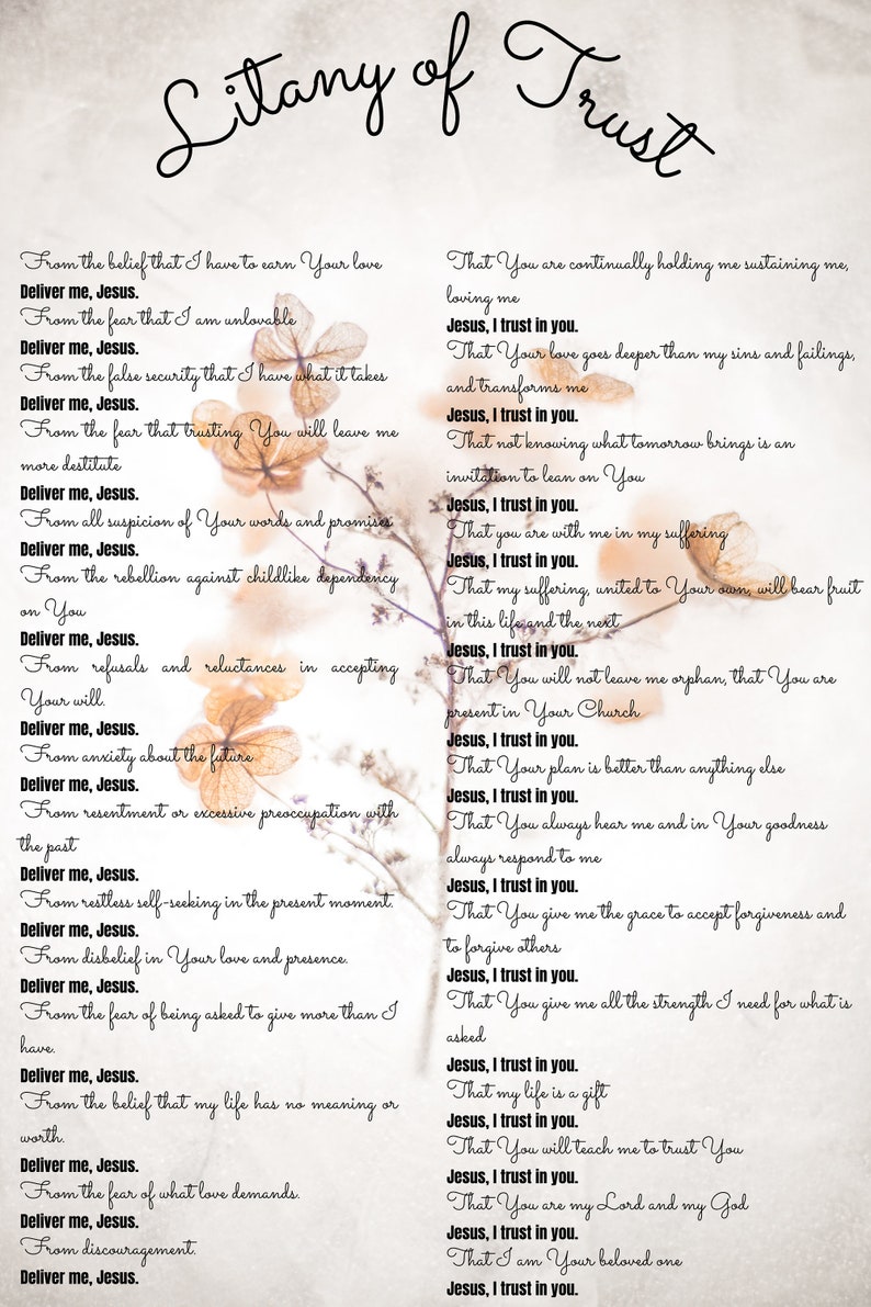 Litany of Trust // Trust // Catholic Art // Catholic Design // Catholic ...