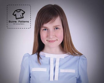 PDF pattern of Blouse, age 6 to 13. PDF pattern.PDF sewing pattern.Blouse for girls pdf patterns.Shirt for girl pdf pattern.pdf patterns