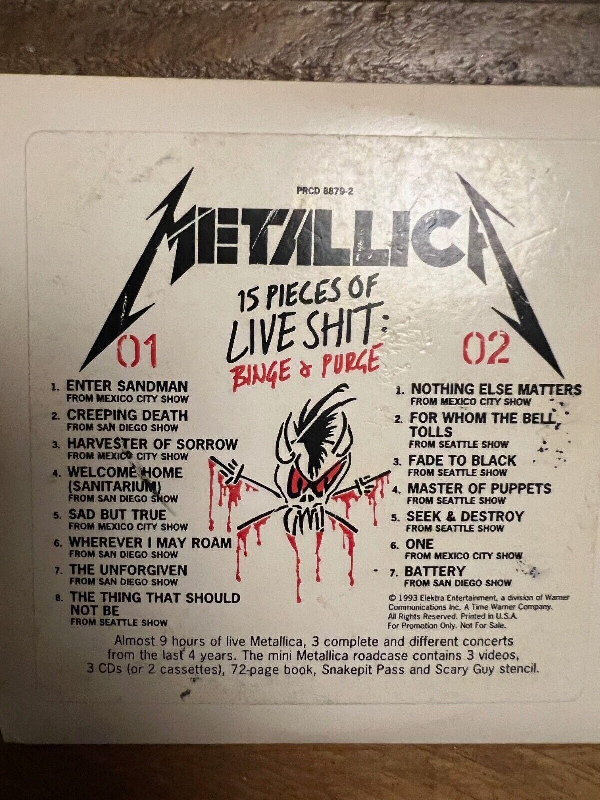 Metallica - 15 Pieces of Live Shit Binge & Purge 2 CD PROMO - Etsy