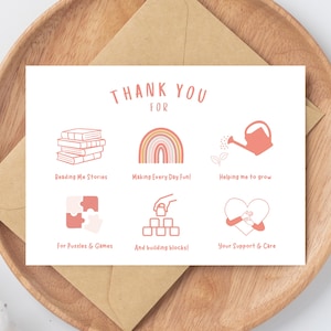 Printable Thank You Card for Daycare Teachers | Preschool, Nursery Teacher & ECE Appreciation Gift | Instant Download Foldable Card Template