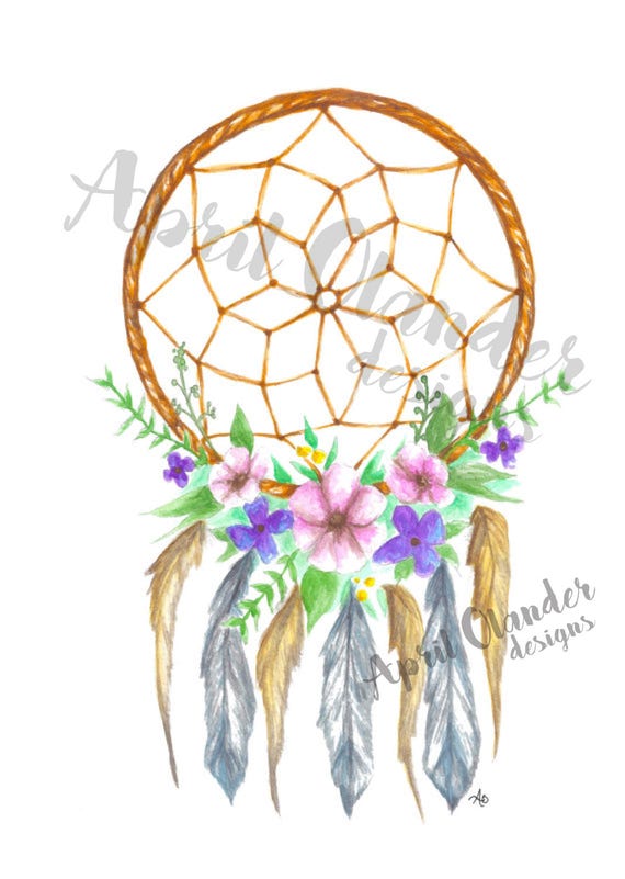 Items similar to Dream Catcher Watercolor Print on Etsy