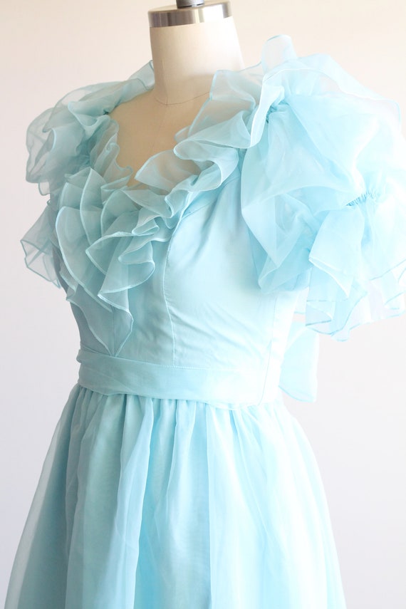 Vintage Pastel Puff Sleeve Aqua Cupcake Dress Siz… - image 5