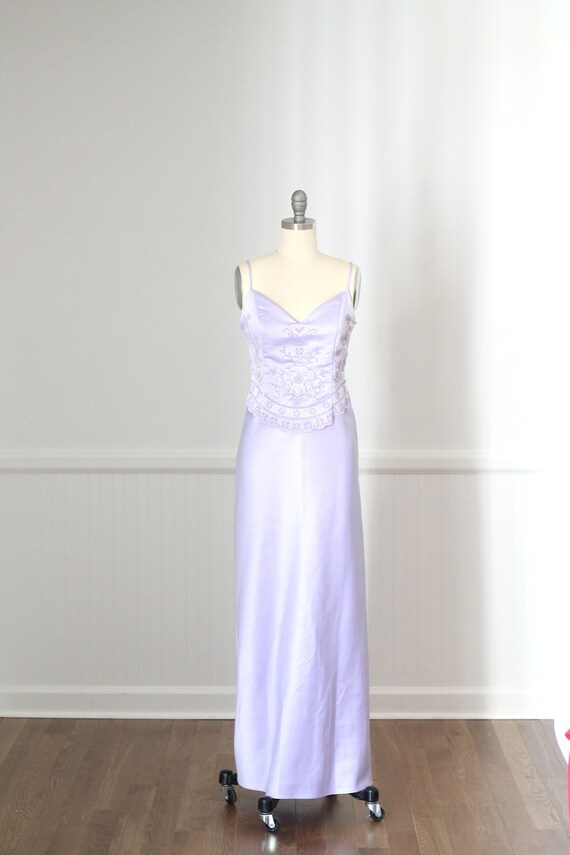 Vintage Lilac Corset Slip Dress with Beading Gem