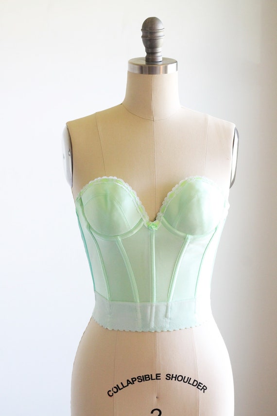 Vintage Hand Dyed Corset Bra~ Plunging Bra Top Si… - image 2
