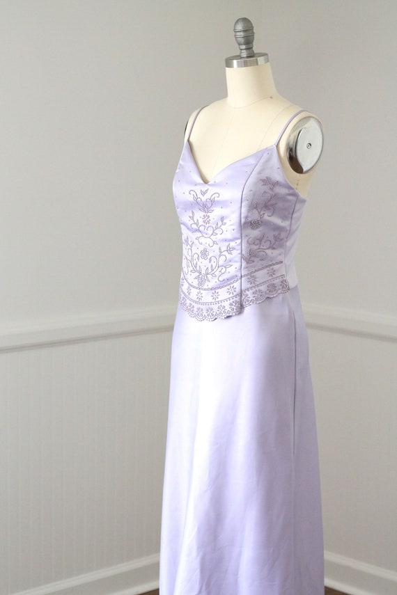 Vintage Lilac Corset Slip Dress with Beading Gem