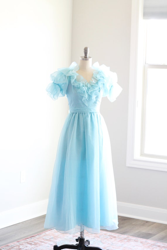 Vintage Pastel Puff Sleeve Aqua Cupcake Dress Siz… - image 2