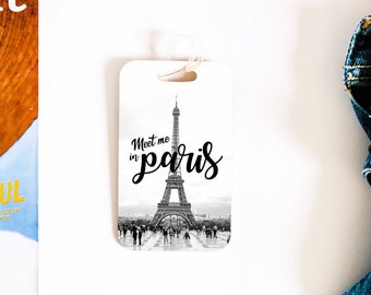 Custom Luggage Tag, Metal Luggage Tag, Personalized Travel Tag, Paris, 30th Birthday Gift for Her, Best Friend Gift,