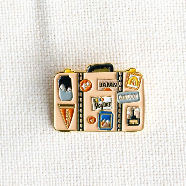 Suitcase enamel pin and travel gift for her