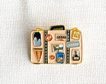 Suitcase enamel pin and travel gift for her