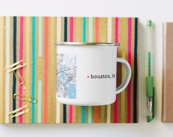 Houston, Texas Carte Enamel Mug and Coffee Cup