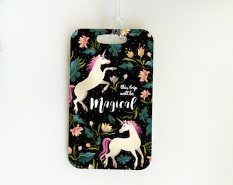 Metal Luggage Tag, Unicorn, Custom Luggage Tag, Dark Academia, 21st Birthday Gift for Her