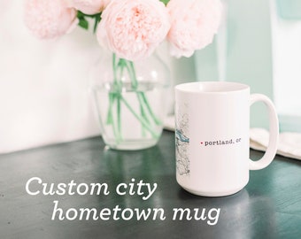 Custom City Ceramic Coffee Cup and Personalized Mug