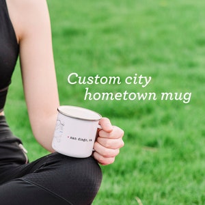 Custom City Enamel Camping Mug and Travel Gift for Husband image 1