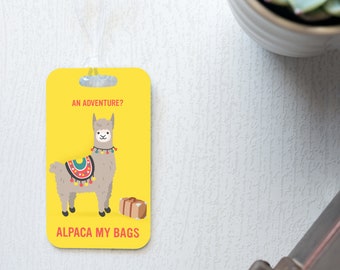 Llama, Alpaca, Custom Luggage Tag, Travel Accessories, Jr Bridesmaid Gift, Personalized Luggage Tag
