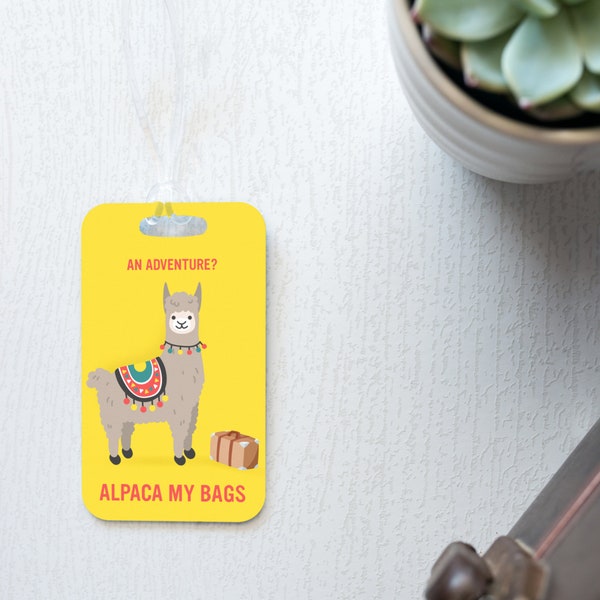 Llama, Alpaca, Custom Luggage Tag, Travel Accessories, Jr Bridesmaid Gift, Personalized Luggage Tag