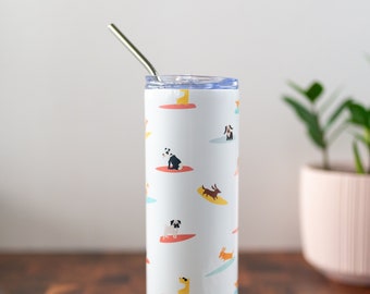 Surf Boards, Skinny Tumbler with Straw, Surf Aesthetic, Gift for Best Friend Female, Travel Accessories for Women