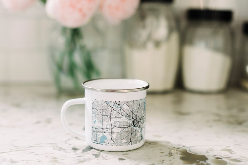 Custom City Enamel Camping Mug and Travel Gift for Husband image 4