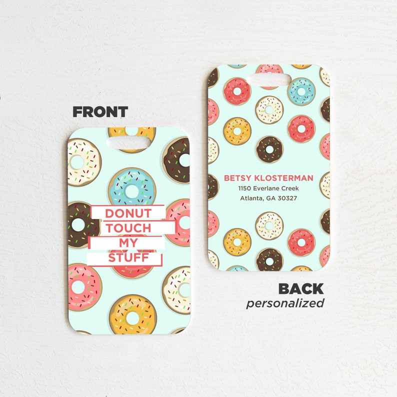 Donut, Personalized Luggage Tag, Easter Basket Stuffer, Easter Basket Gift, 17 Year Old Girl Gift image 4