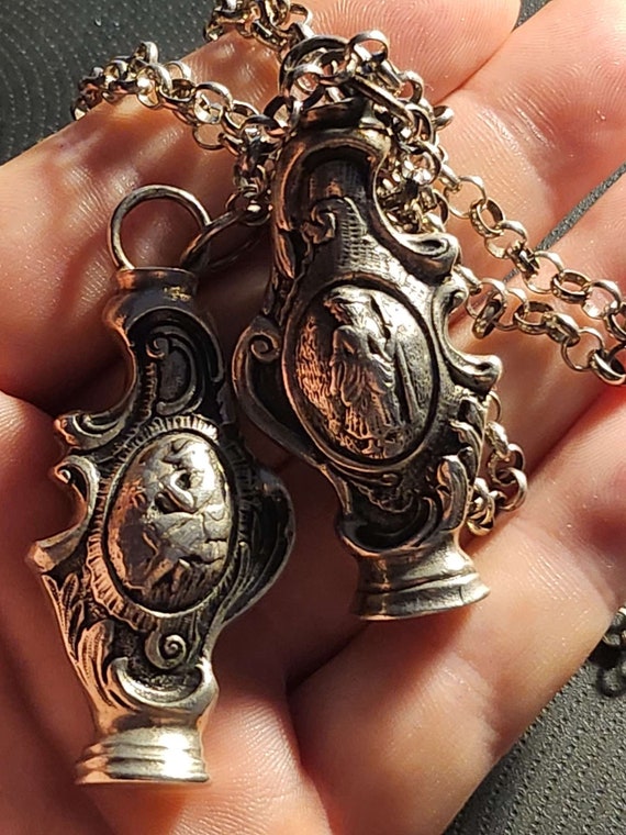 Antique Dutch Embossed 2 Solid Silver Vinaigrette… - image 4