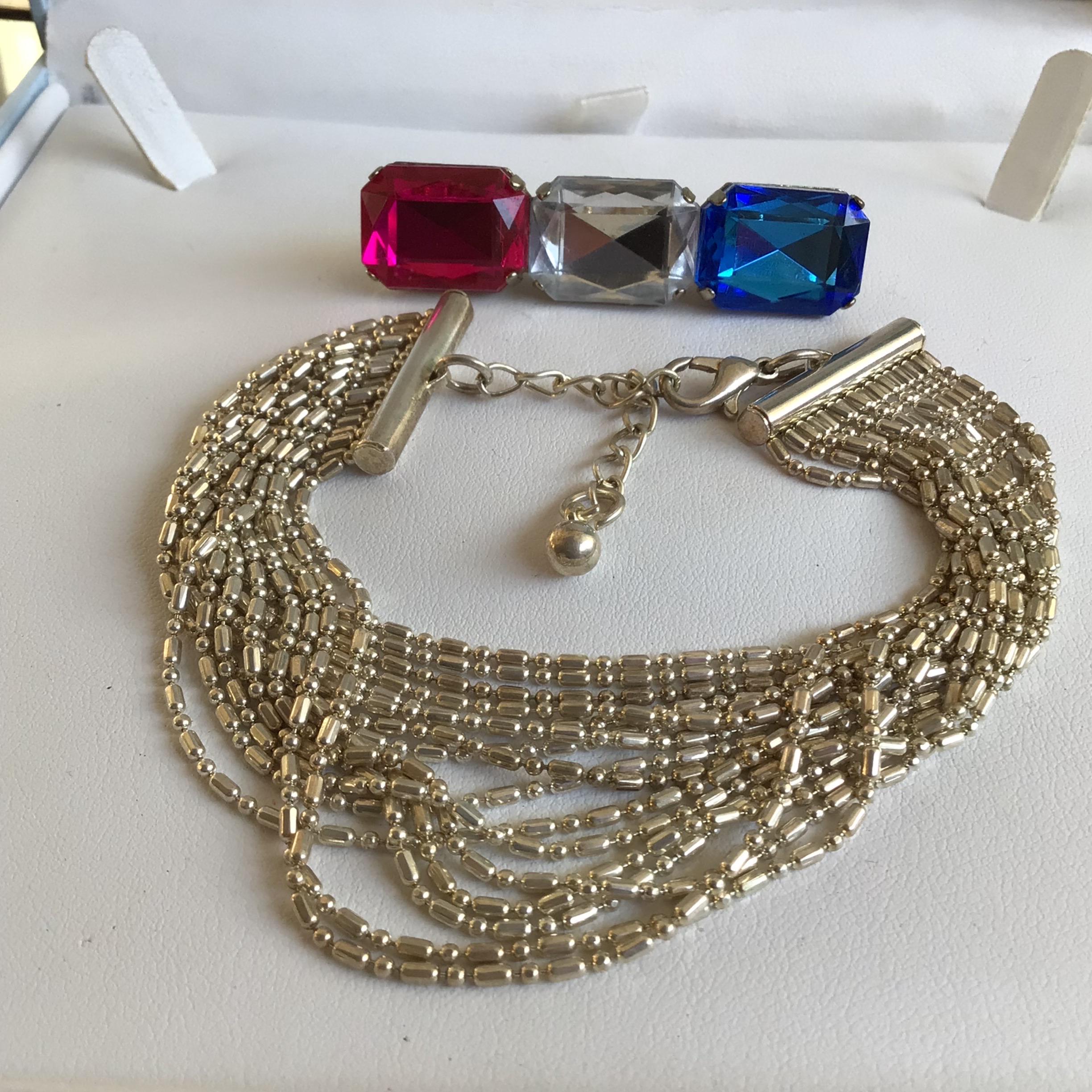 ヴィンテージ　ブローチとブレスレット ヴィンテージブレスレット＆ブローチセット：ストーンアクセント