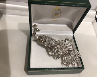 Stunning Vintage  Marcasite Large Bird Brooch