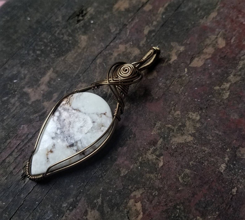 Wild Horse Magnesite Wire Wrapped Pendant Necklace