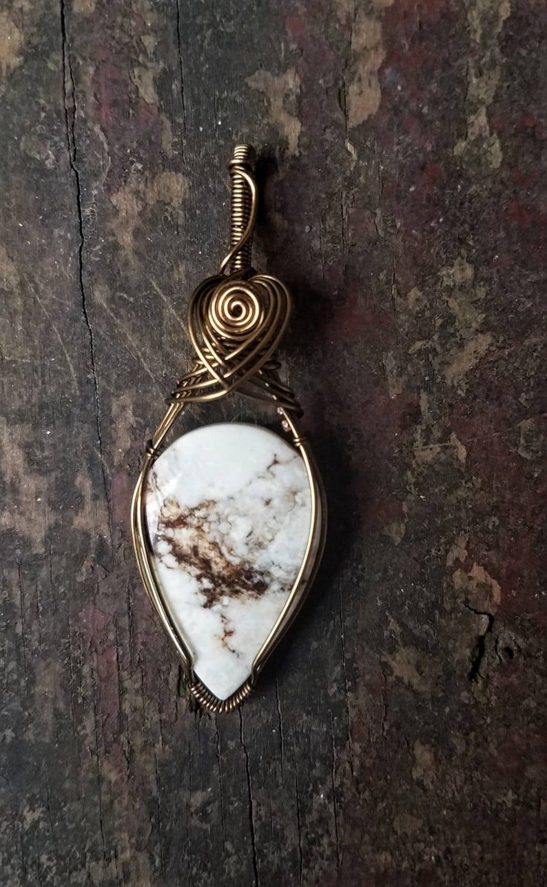 Wild Horse Magnesite Wire Wrapped Pendant Necklace
