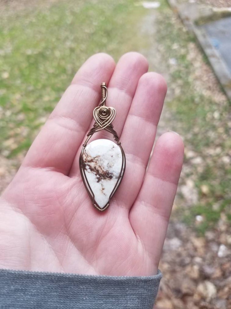 Wild Horse Magnesite Wire Wrapped Pendant Necklace