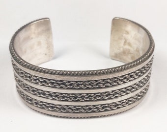 VTG Tahe Native Navajo Twisted Rope Sterling Silver Bracelet Cuff
