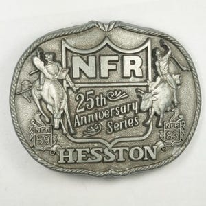 New Western Cowboy Bull Rider 1983 Hesston National Finals Rodeo NFR Belt Buckle