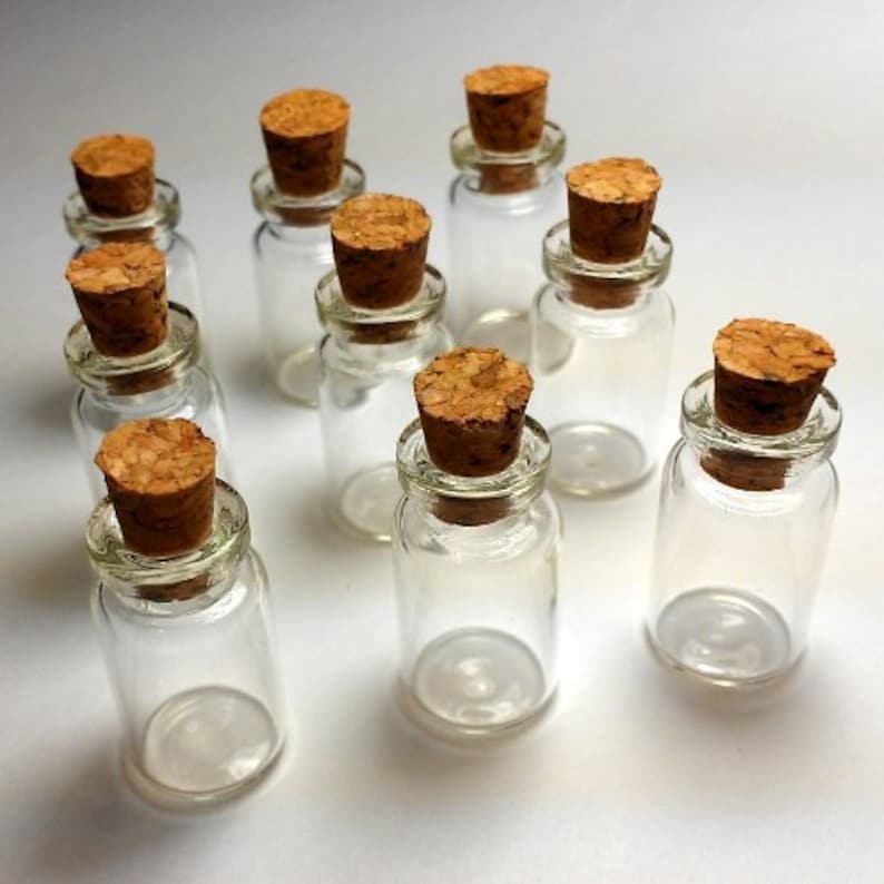 50 Small Clear Glass Corked Bottles 1ml Message Jewelry 1 Inch Etsy