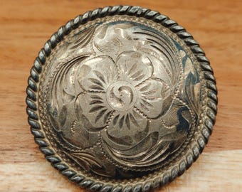 Round Western Engraved Floral Scroll Sterling Silver Scarf Clip Ring
