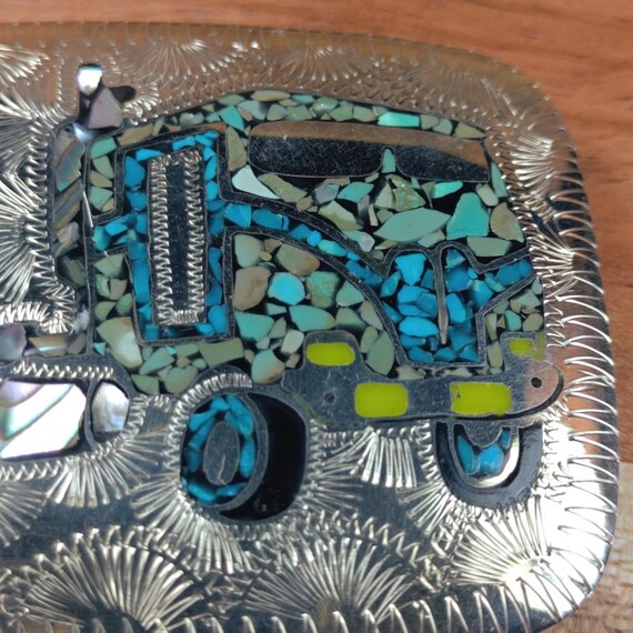 Western SSH Engraved Native Turquoise Abalone Inl… - image 4