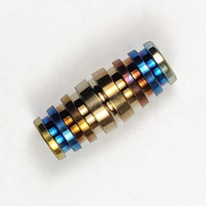 Titanium Paracord Lanyard Knife Cylinder Bead Burned Rainbow