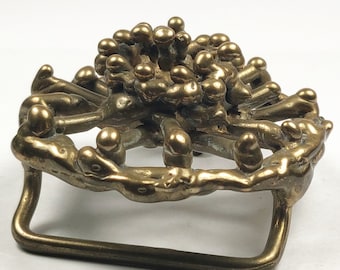Brutalist Abstract Copper Belt Buckle Leaf Leaves Artisan  display picture 1