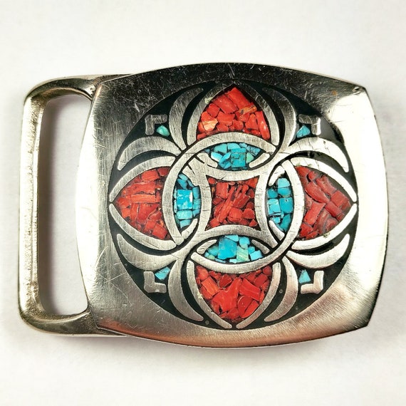 Tech Ether Rare Guild Seahorse, Limited Edition Turquoise Chip Inlay Belt Buckle Limited Edition Tech Ether Guild  main image 3