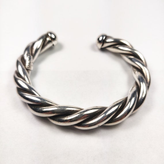 VTG Twisted Rope Wire Sterling Silver Bracelet Cuf