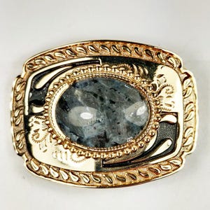 Small Western Abstract Gray Agate Cabochon Stone Cowboy Belt Buckle