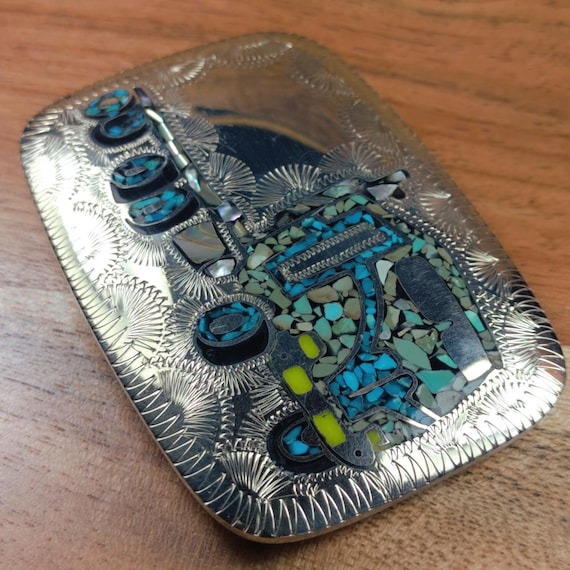 Western SSH Engraved Native Turquoise Abalone Inl… - image 3