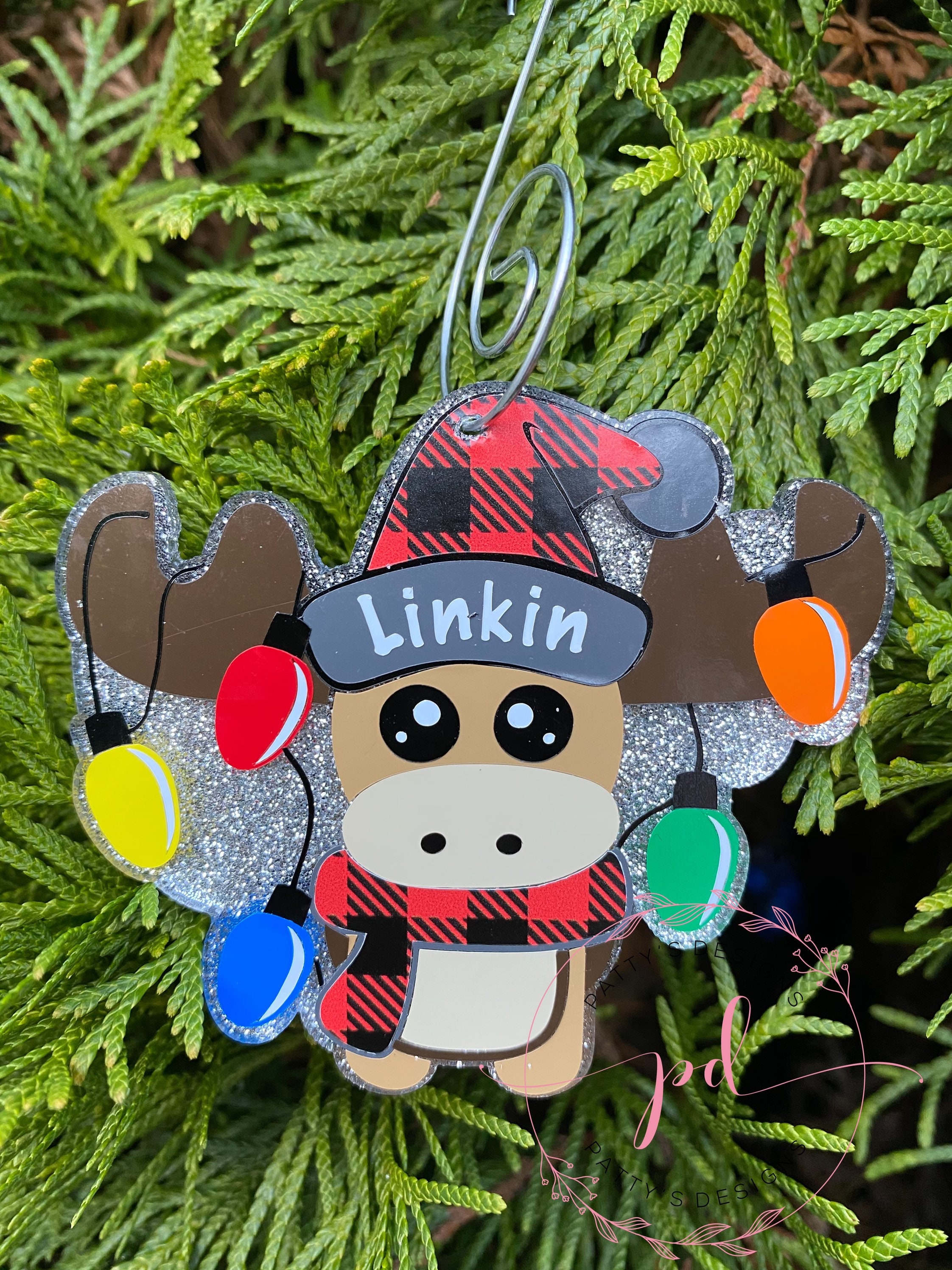 Christmas Moose Ornament or Keychain - Thumbnail 4